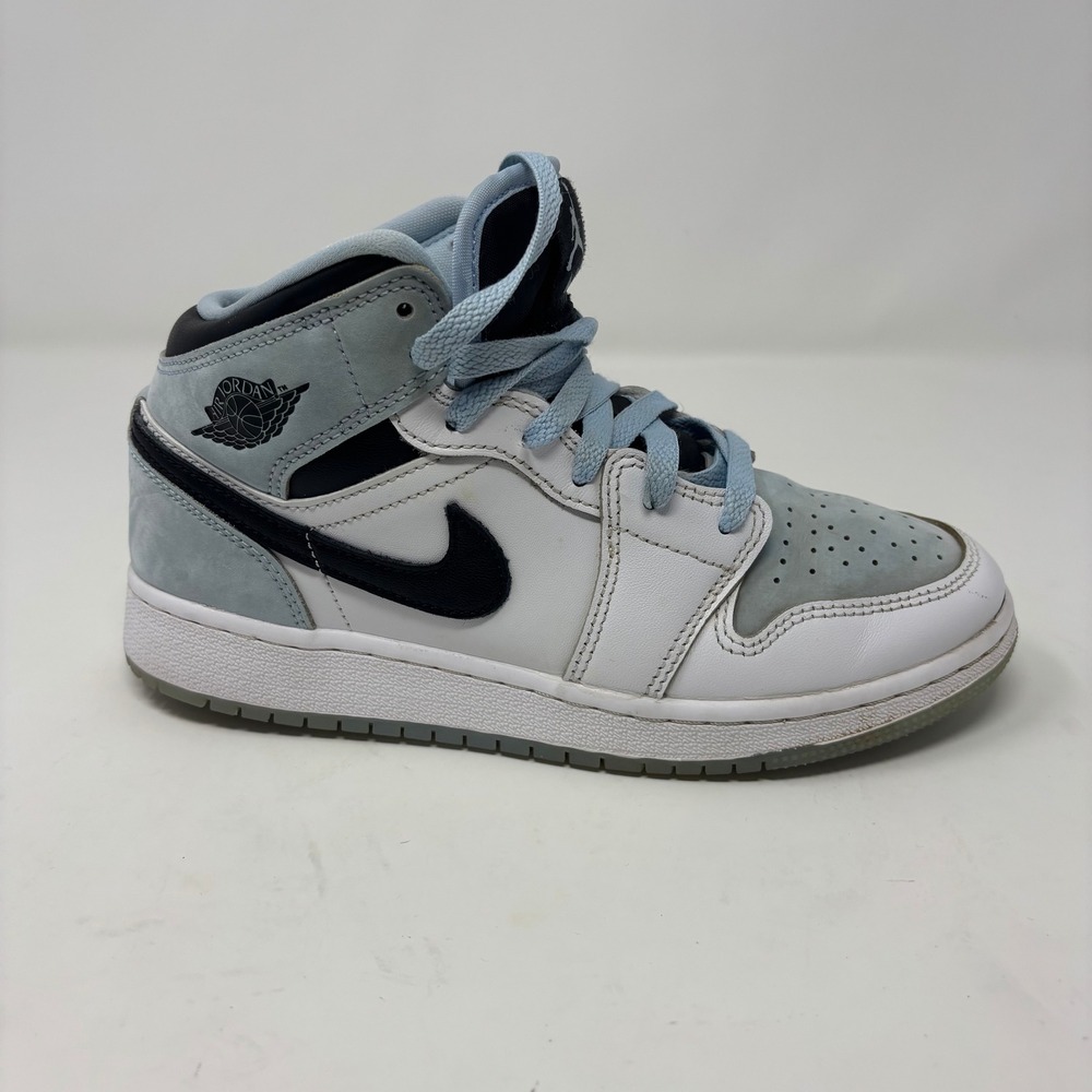 Nike Air Jordan 1 Mid GS Ice Blue Black White DV1337-104 Kids Size 4.5Y Sneaker